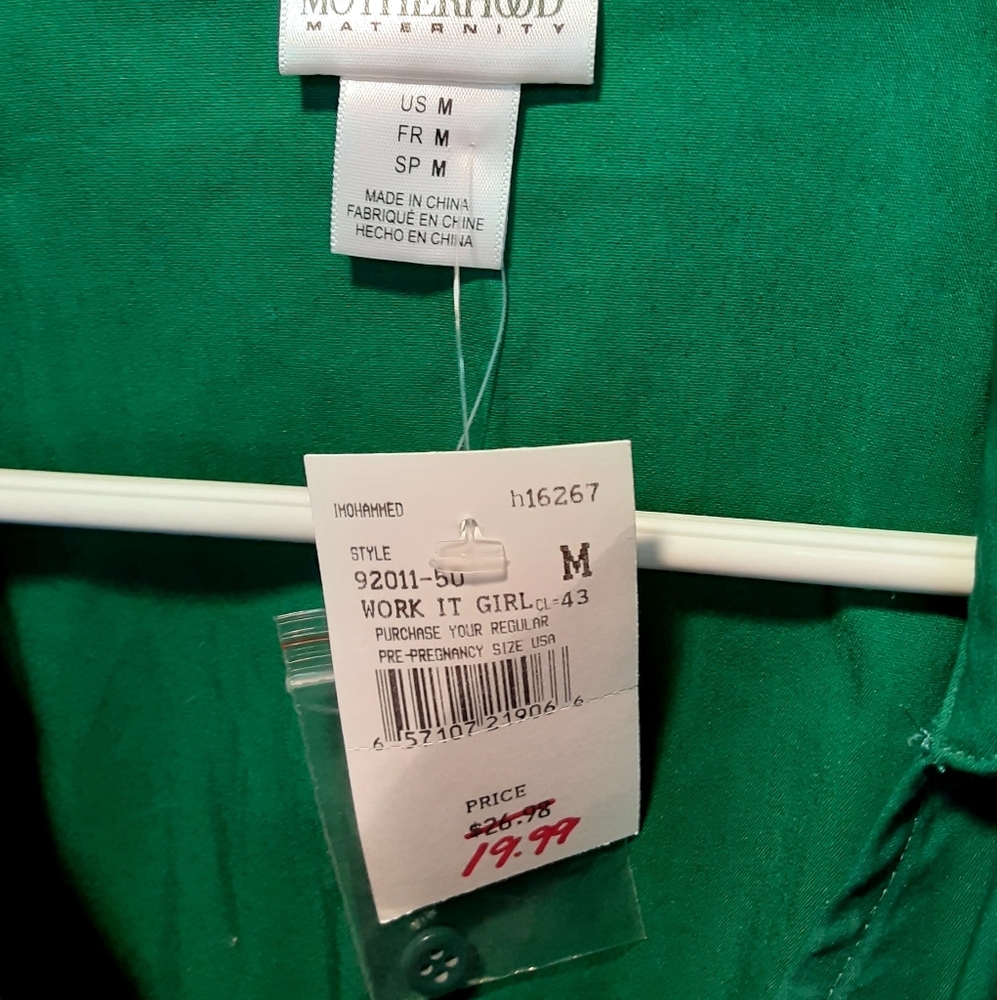 NWT Motherhood Maternity M Kelly green blouse - Picture 3 of 7